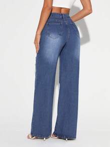SHEIN Tall Jeans Déchirés À Coupe Ample Pour Femme - Jean bleu - Voir 2