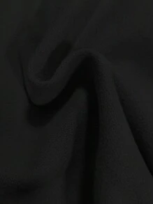 SHEIN Unity 加大码纯色长袖毛领休闲羊毛大衣，冬季 - 黑色 - 查看 3