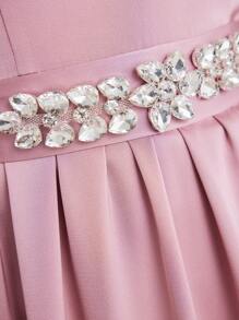 Modelyn Women's Long Sleeve Arabian Modest Dress, Elegant Evening Party Dress - Pink - View 7