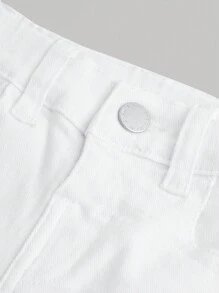 SHEIN Jeans Rasgados De Color Sólido Para Niñas Jóvenes