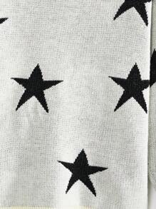 SHEIN EZwear Women's Star Pattern Long Sleeve Sweater - Apricot - View 3