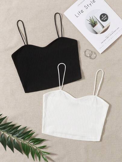 قميصان بكتف رفيع من الريب كنيت، عبوتان