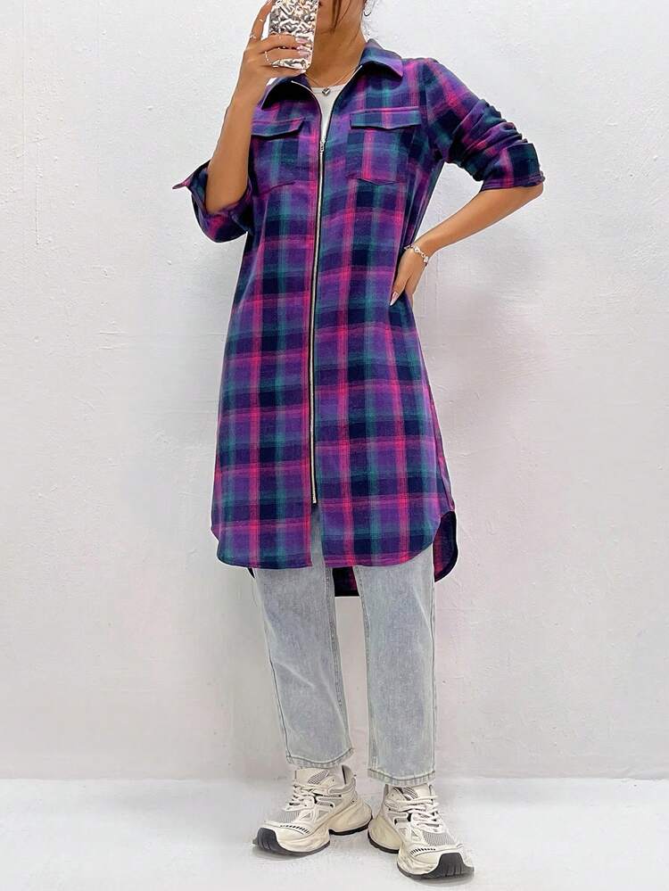 Ladies' Plaid Long Sleeve Shirt Fall Cloth For Women
