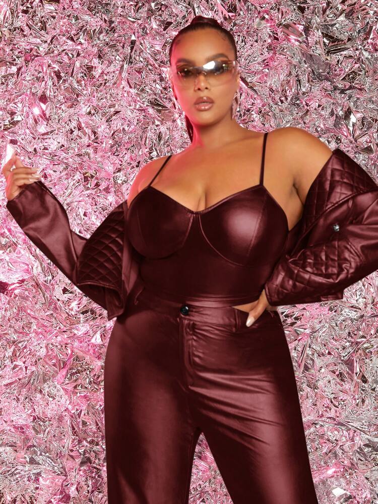 Plus Size Collared Cropped Jacket