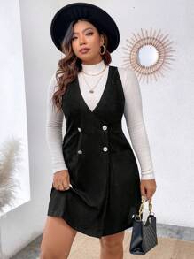 Calvaya Hơn Chi tiết Nút Đầm Tổng thể Không có áo len - màu đen - Xem 1