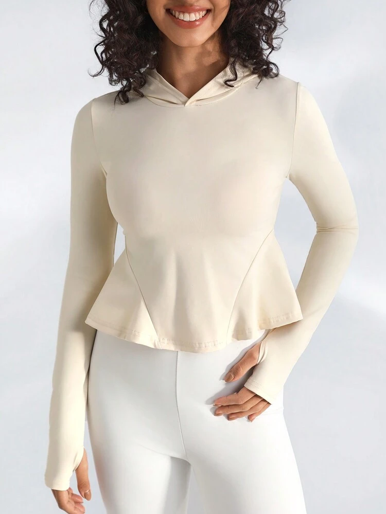 Solid Color Hooded Sports Sweatshirt