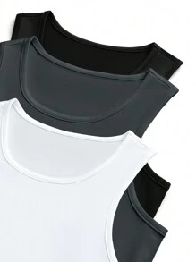 SHEIN LUNE 3pcs Round Neck Sleeveless Bodysuit - Multicolor - View 4