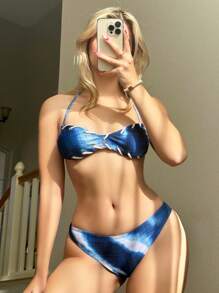 SHEIN Swim Bộ bikini nhuộm ngẫu nhiên mùa hè dành cho nữ - Nhiều màu - Xem 1