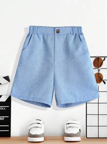 Toddler Boys' 2pcs/set Casual Comfortable Button Decorated Woven Shorts - Multicolor - View 6