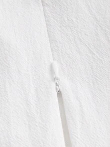 SHEIN EZwear Summer Going Out Tweaking In The Front Flap Pocket Drop Shoulder Crop White Shirt,Short Sleeve Tops