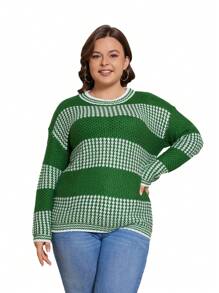 Flirla Plus Pull Bicolore Épaule tombante