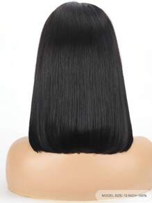 Ren Trong suốt Thẳng 5x5 Ren Tóc giả 10-14 Inch Thực tế Con người Tóc Ren Đóng thùy trán Tóc giả Với Mặt trước Em bé Tóc Nhổ trước Chân tóc tự nhiên Tóc giả Tự nhiên Đen Màu sắc - S1 - Xem 5