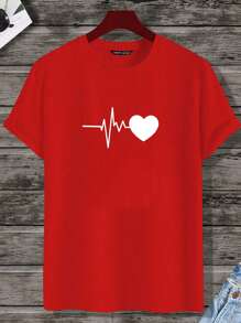 Manfinity Homme Men's Red Knit Round Neck Short Sleeve T-Shirt - Red - View 3