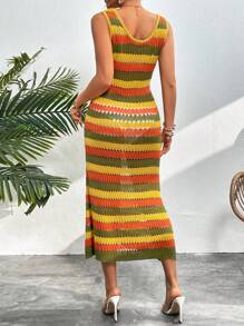 Breezaya Women's Striped Sleeveless Sweater Dress - Multicolor - View 2