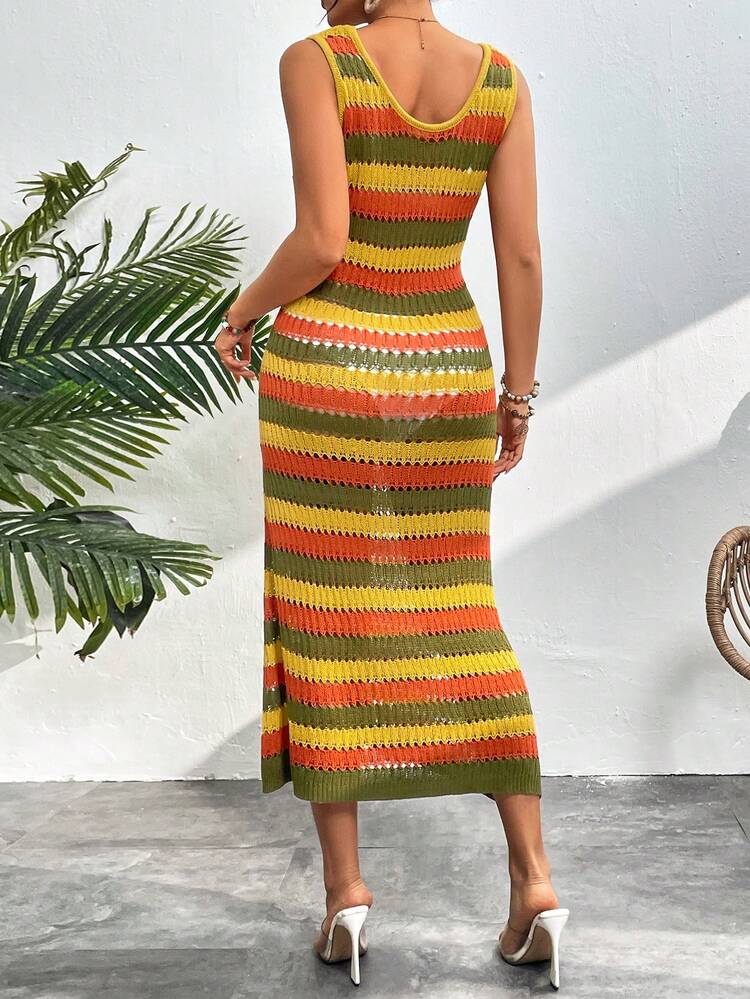 Women's Striped Sleeveless Sweater Dress