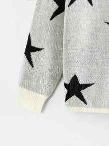 SHEIN EZwear Women's Star Pattern Long Sleeve Sweater - Apricot - View 5