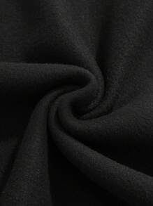 SHEIN EZwear 女款標語印花抽繩連帽抓絨套頭運動衫 - 黑色 - 查看 7