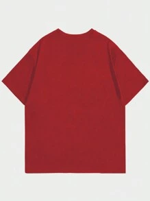 ROMWE MEN Grunge Punk Men's Skull Printed Round Neck T-Shirt, School, 2000s Style