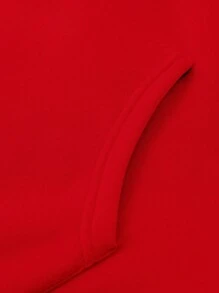 Manfinity Homme Lỏng lẻo Nam Áo nỉ có mũ Với In Slogan Và Hoa - Đỏ - Xem 4