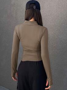 DAZY 女款修身淺卡其色外套 - 棕色 - 查看 2