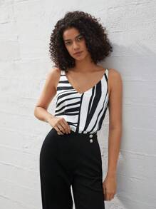 BizChic Women'S Striped Print Tank Top - Black - View 8