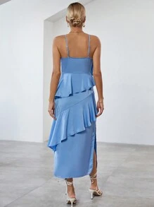 GENKIRA Women's Splice Ruffle Cami Dress - Blue - View 2