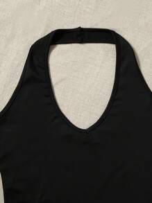 SHEIN EZwear Top Con Cuello Halter De Color Liso - Multicolor - Ver 4