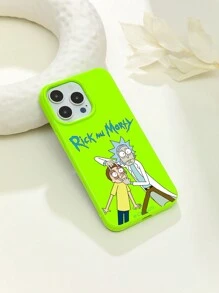 Rick and Morty | ROMWE Carcasa Regular De Teléfono Con Personaje De Dibujos Animados Verde Y Brillante - Verde - Ver 2