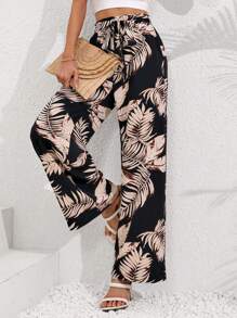 Breezaya Random Tropical Printed High Waisted Pants