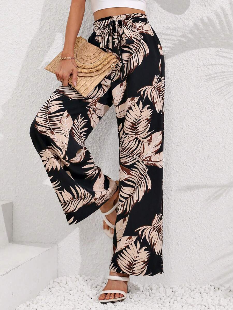 Breezaya Random Tropical Printed High Waisted Pants