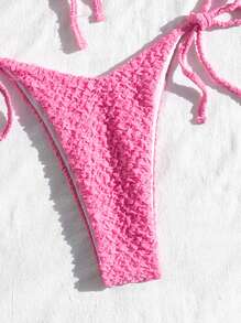 Swim Mod 女性紋理無肩帶比基尼套裝 - 玫紅色 - 查看 5