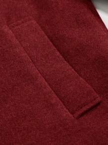 Manfinity Homme 男士單排釦長袖大衣 - 中紫紅色 - 查看 5