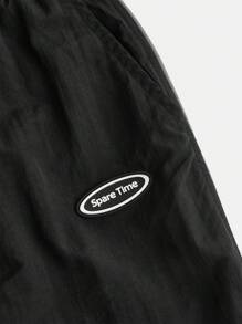 少女肖像印花衛衣和拼接口袋褲 2入組 - 黑色 - 查看 10