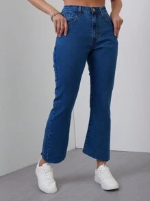 SHEIN NỮ Quần jean - Rửa trung bình - Xem 1