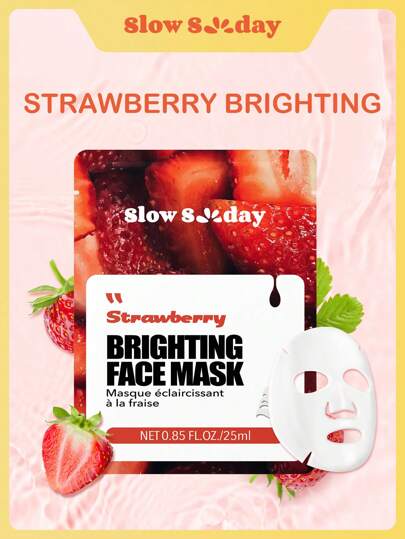 SlowSunday Strawberry Brightening Face Mask, Fresh Fruit Fusion Series, Hydrating, Moisturizing, Anti-Aging, Brighting, Soothing,Korean Mask, For Woman, Hydrates And Nourishes, For Winter, Skin Care, Y2K, New Year, For Valentine's Day, Valentines Gift, Valentines Day Gift, Ideal For Party