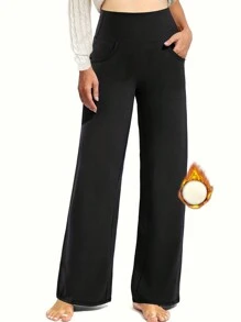 Women's Thermal Lined Pants - Black - View 1