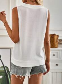 SHEIN LUNE 女性單排釦v領背心 - 白色 - 查看 2