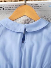 SHEIN Vestido De Manga Abullonada Y Detalles Con Cuentas Para Niñas Jóvenes - Azul - Ver 3