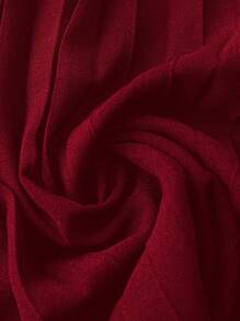 SHEIN Clasi Plus Butterfly Sleeve Two Layer Hem Belted Dress Burgundy Color Women Outfit