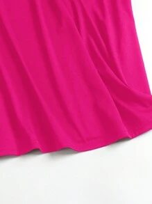 EMERY ROSE Plus Half Button Peplum Tee - Hot Pink - View 7