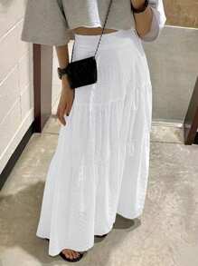 EARO 女士纯色简约日常 A 字裙 - 白色 - 查看 1