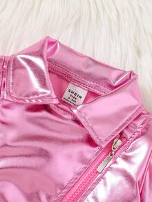 Fashionable Street Style Jacket For Baby Girls - Pink - View 5