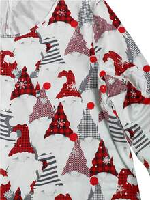 Plus Size Women's Christmas Pattern Long Sleeve Top - White - View 6