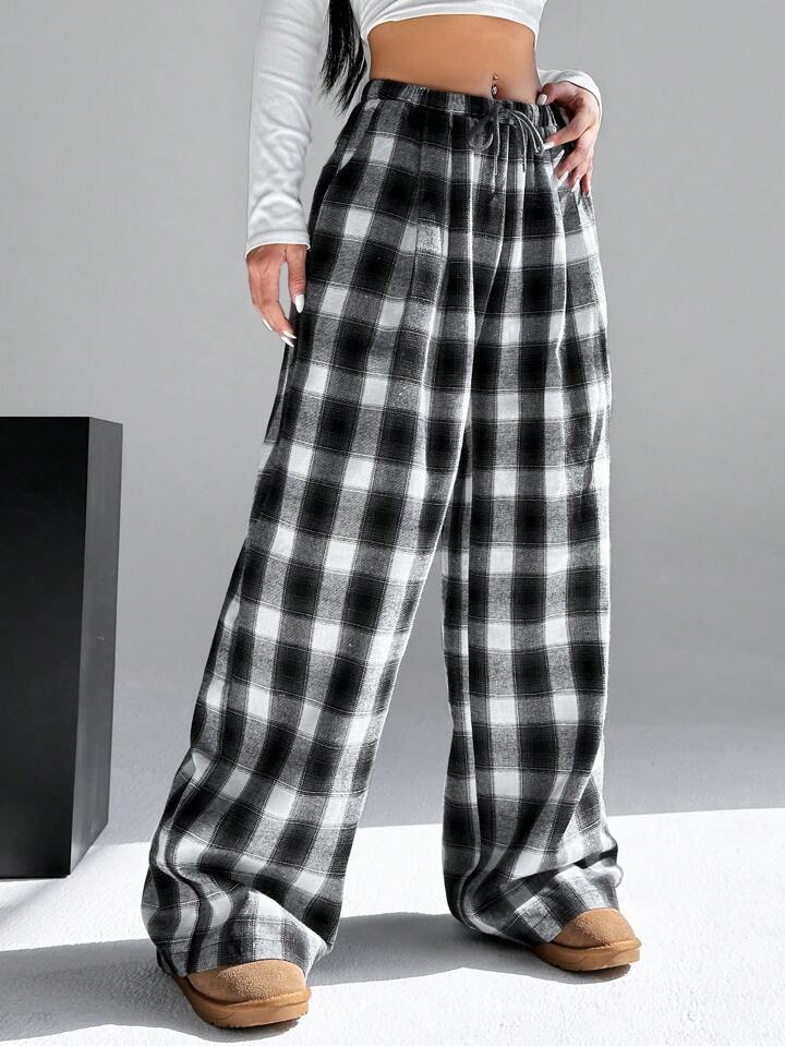 SHEIN EZwear レディース チェック柄 パンツ | SHEIN JAPAN