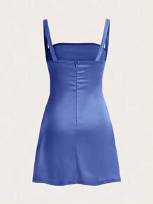 SHEIN EZwear Seidiges Camisole-Kleid für Damen - Blau - Übersicht 2