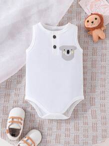Baby Boy 3pcs Cute Animal Print Tank Bodysuit , Summer Outfits - Multicolor - View 3
