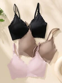 3入無縫純色胸罩套裝 - 彩色 - 查看 1