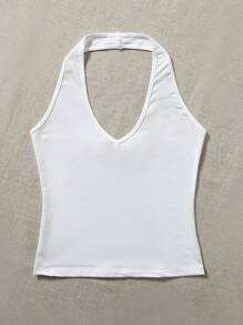 SHEIN EZwear Top Con Cuello Halter De Color Liso - Multicolor - Ver 5