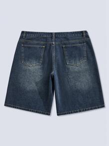 ROMWE MEN Street Life Nam quần ống rộng Quần short Denim , Denim mùa giặt - Màu xanh lam - Xem 2