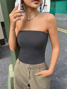 SHEIN EZwear Casual Off-Shoulder Crop Top For Women, Summer Suitable For Going Out